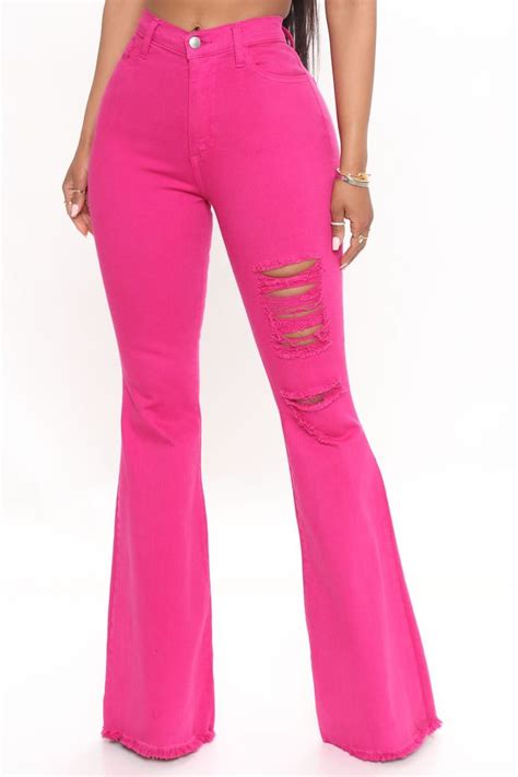 Brighten Up Your Day Super Stretch Flare Jeans Magenta Fashion Flare Jeans Bodysuit Fashion