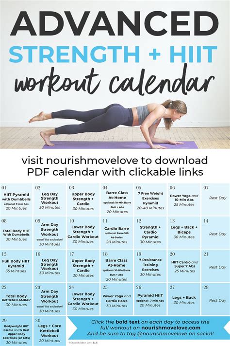 Strength Training For Women Day Workout Calendar Nourish Move Love