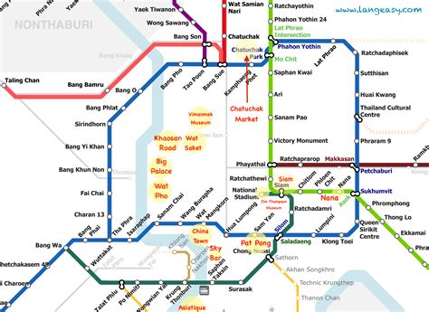 The Skytrain Bts And Metro Mrt Of Bangkok Map And Tourist