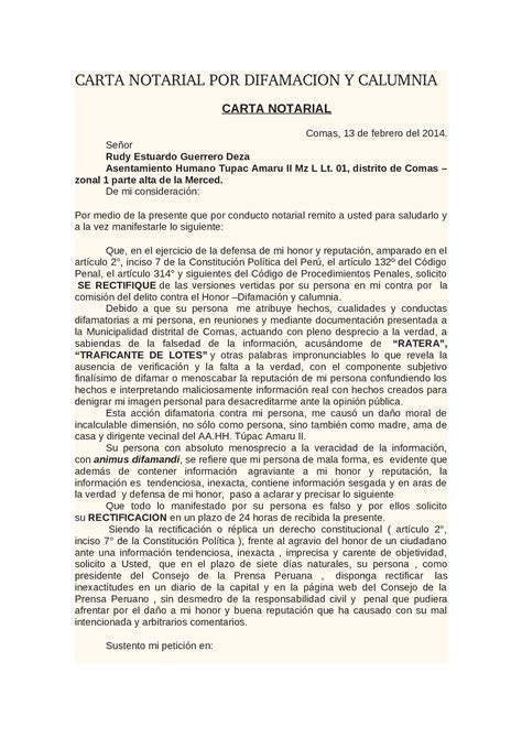 Docx Carta Notarial Por Difamacion Y Calumnia Dokumentips