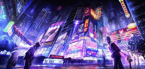 Neon Anime Town Wallpapers Wallpaper Cave