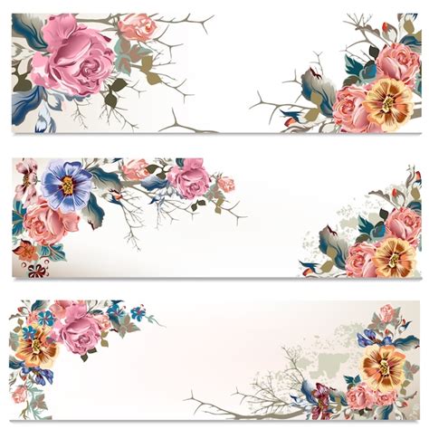 Premium Vector Floral Banners Collection