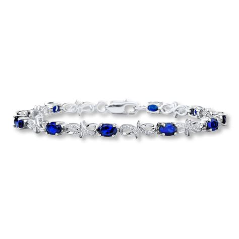 Lab Created Sapphires Bracelet With Diamonds Sterling Silver Kay
