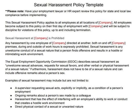 Sexual Harassment Policy Guide Free Policy Template