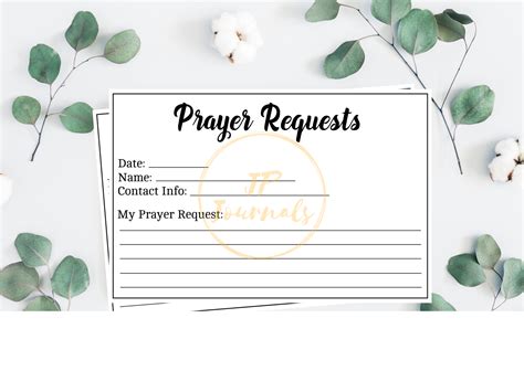 Printable Prayer Request Cards Instant Digital Download File Jp