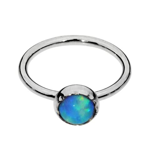 Nose Ring Tragus Earring Sterling Silver 3mm Blue Opal Tragus