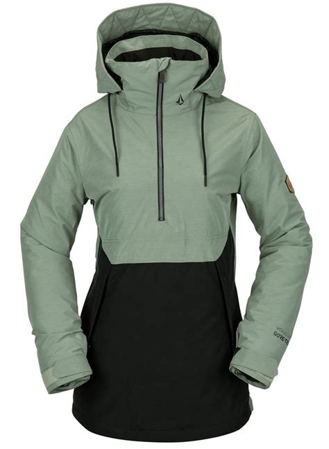 Volcom Fern Gore Tex Pullover Womens Skisnowboard Jacket Uk 10 Green