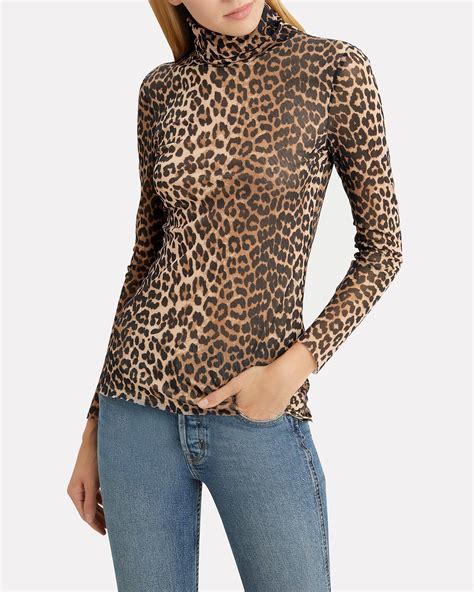 printed mesh leopard turtleneck turtle neck pullover styling fashion