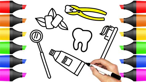 How To Draw Set For Dentist Coloring Pages Syringe Thermometer And