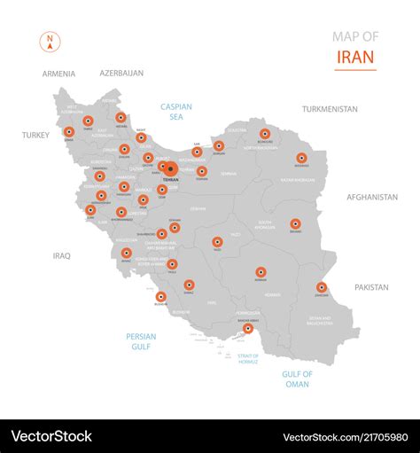 Iran Map With Administrative Divisions Royalty Free Vector