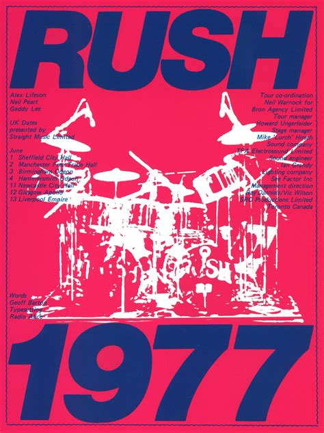 Rush The 2112 Tour Book Tour Book Artwork And Photographs Rush
