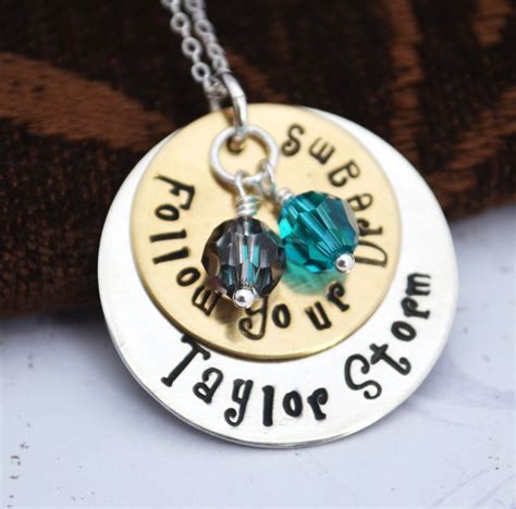 Follow Your Dreams Necklace Hand Stamped Personalized Etsy