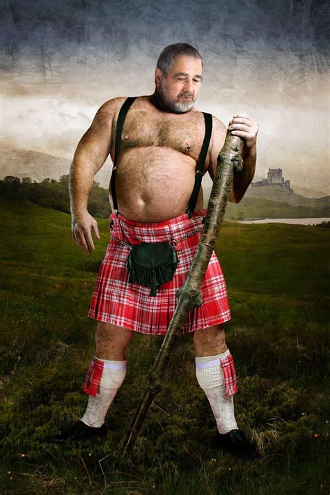 bear in kilt men in kilts large man male physique beefy highlander duffle bag superhero