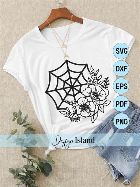 Floral Spider Web Svg Spider Web With Flowers Svg Gothic Cobweb