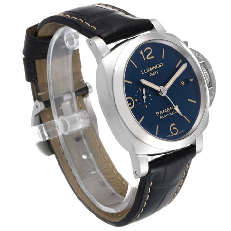 Panerai Luminor 1950 3 Days Gmt 44mm Blue Dial Watch Pam01033 Box