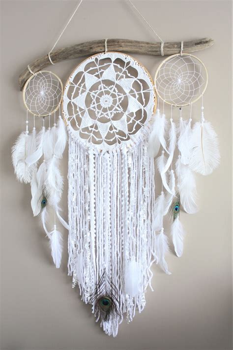 Large Feather Dream Catcher White Dream Catcher Wall Hanging Etsy