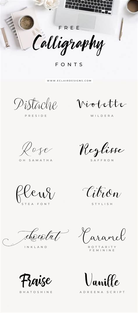 Eclair Designs 10 Free Calligraphy Fonts Free Calligraphy Fonts