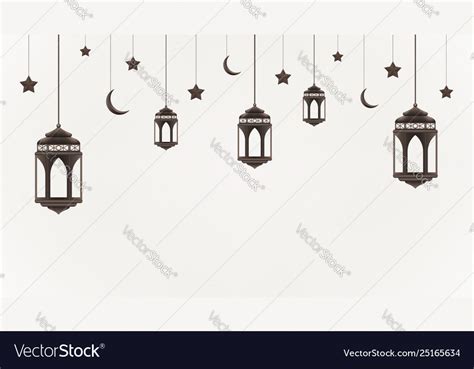 Ramadan Kareem Background Hanging Lanterns Vector Image