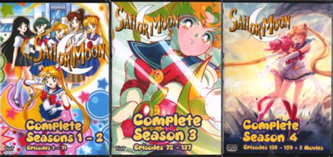 Sailor Moon Complete Dic 90s English Dub 1 159 3 Movies 4 Seasons