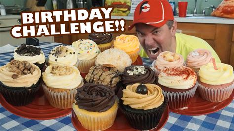 birthday cupcake challenge w 16 different big cupcakes youtube