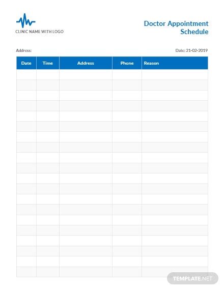 Free Doctor Appointment Schedule Template In Microsoft Word Apple