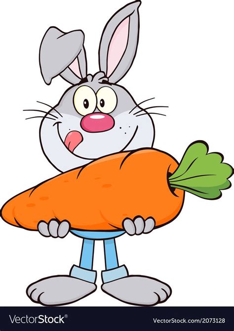 Cartoon Rabbit With Carrot Vector Image On Vectorstock Rabbit Cartoon