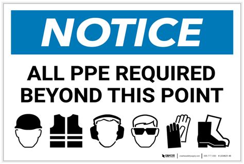 Notice All Ppe Required Beyond This Point Ppe Icons Landscape Label