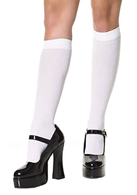 Content In Quantity Imply Ladies White Knee High Socks Good Blame Donor