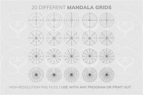Mandala Grid Template Set Pre Made Digital And Print Use