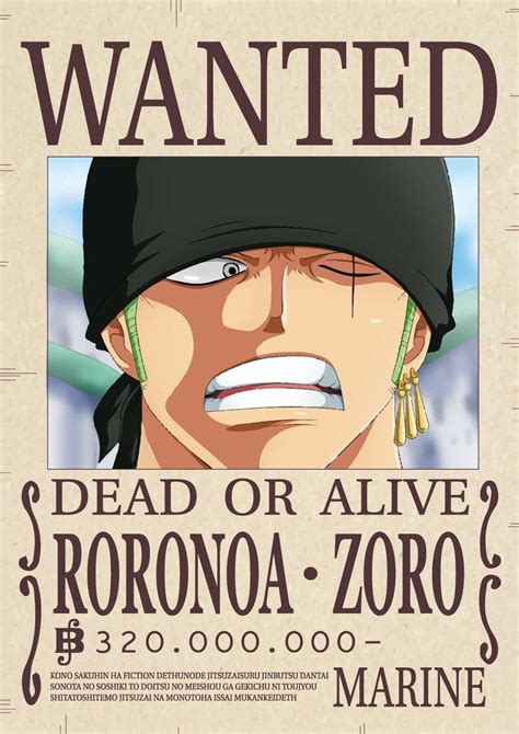Wanted Roronoa Zoro Dock 5 Roronoa Zoro One Piece Bounties One
