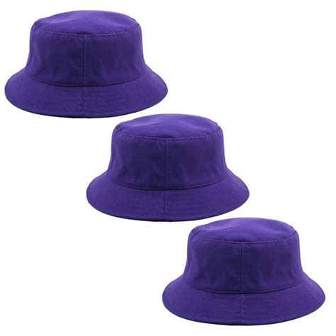Kit Com 3 Chapéu Bucket Hat Liso Roxo Masculino E Feminino Odell