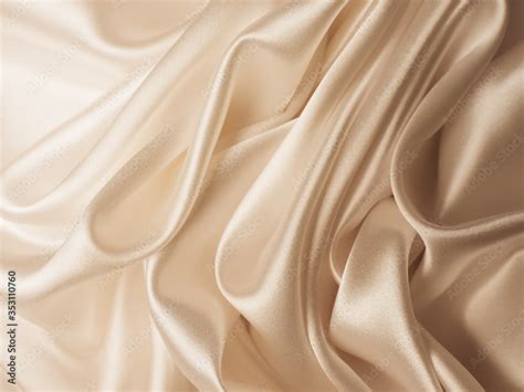 Beautiful Smooth Elegant Wavy Beige Light Brown Satin Silk Luxury