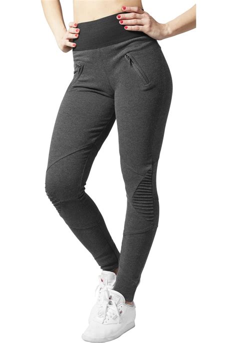 urban classics ladies interlock high waist leggings leggings hosen charcoal black