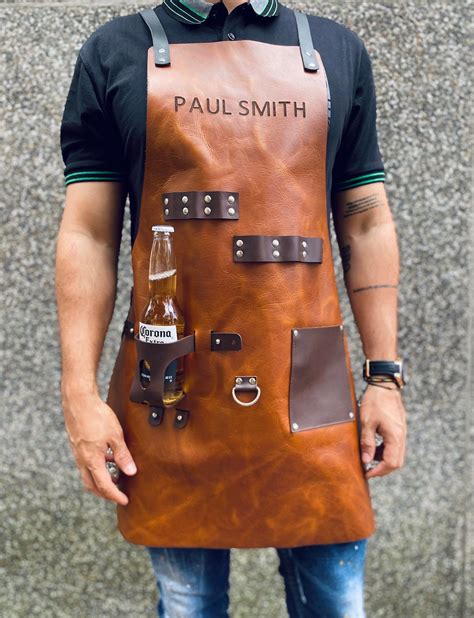 Personalized Leather Apron Bbq Blacksmith Grill Kitchen Etsy Uk In