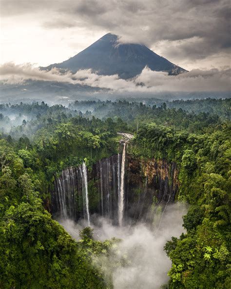 Waterfall And Mountain East Java Indonesia Pics