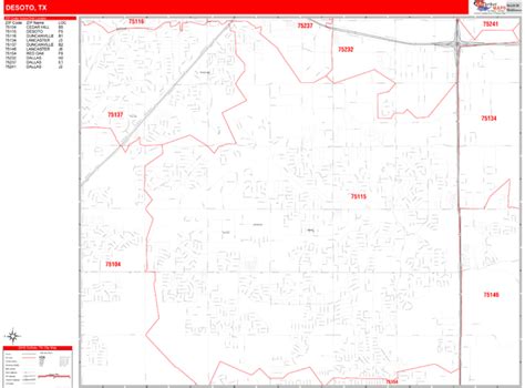 Desoto Texas Zip Code Wall Map Red Line Style By Marketmaps