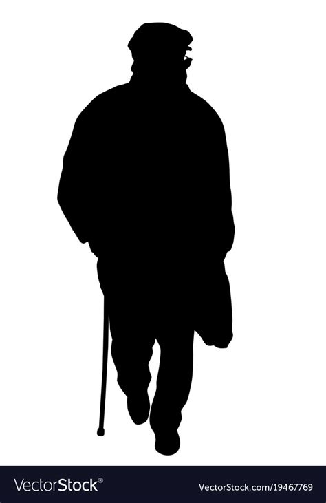 Old Man Walks With Cane Royalty Free Vector Image