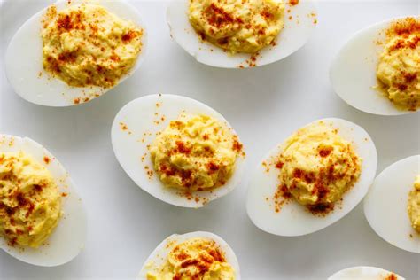 Boil 1 dozen eggs in a large pot. Deviled Eggs: Directions, calories, nutrition & more ...