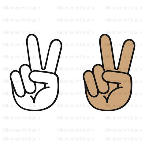 Hand Peace Sign Svg Cut File For Cricut Silhouette Line Etsy Canada