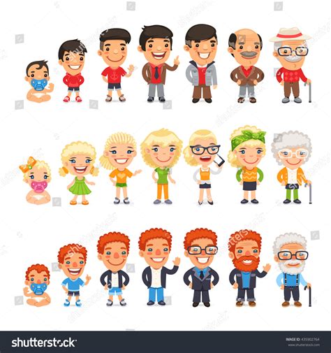 Three Characters Generations Different Ages Man Stock Vector 435902764