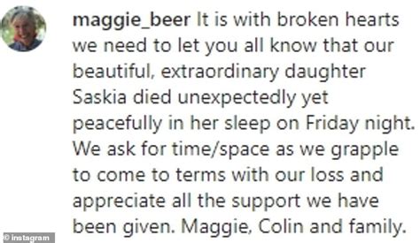 Maggie Beers Daughter Saskia Passes Away Unexpectedly Readsector