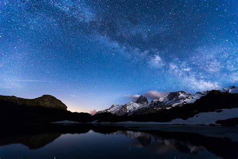 Night Lake Mountain Sky Star Reflection Hd Wallpaper