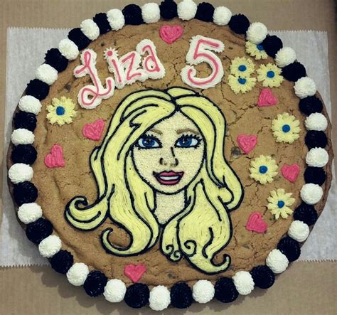 Barbie cookie cake | Cookie cake designs, Cookie cake, Cookie decorating