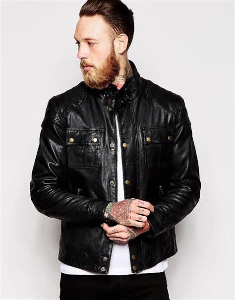 Asos Asos Leather Jacket With Chest Pocket In Black