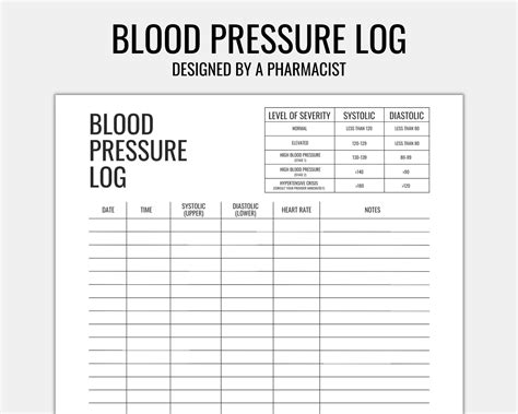 Blood Pressure Log Editable Printable Blood Pressure Tracker Etsy