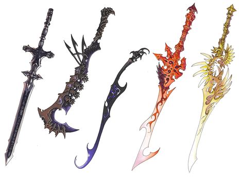 Online Crop Five Assorted Fantasy Swords Illustration Fantasy Art