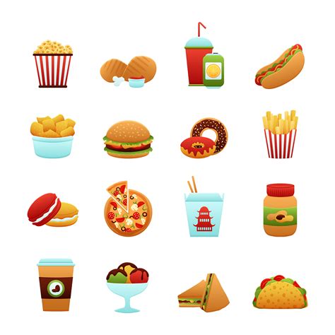 Kids Menu Cartoon Vector Food Icons Food Illustrations Food Icons Images