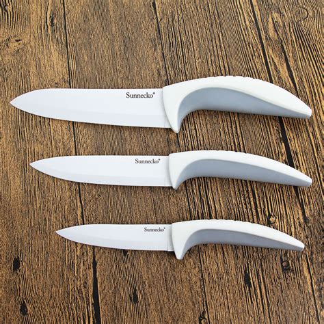2017 New Sunnecko 3pcs Kitchen Knife Set White Ceramic Blade Sharp