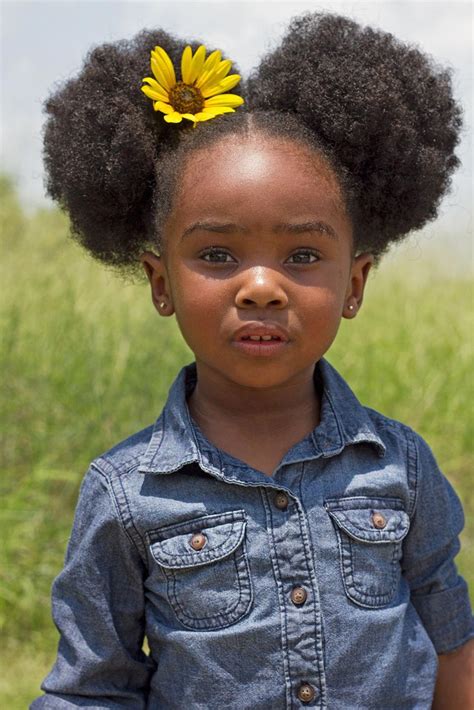 Beautiful Little Black Girl With Afro Puffs Kids Hair
