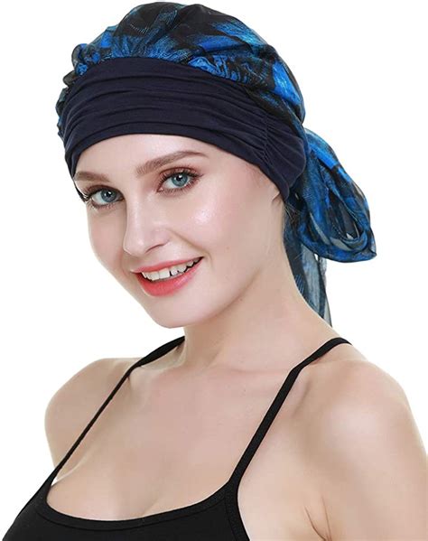 focuscare cancer headcovers for women pre tied headwrap chemo patient turbans scarves t navy